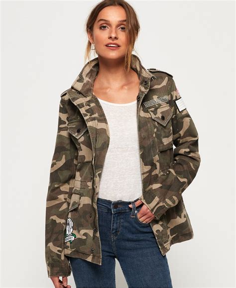 women s rookie embellished military jacket in green superdry ca en