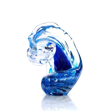 The Kanagawa Wave Blue Glass Sculpture Original Bristol Blue Glass