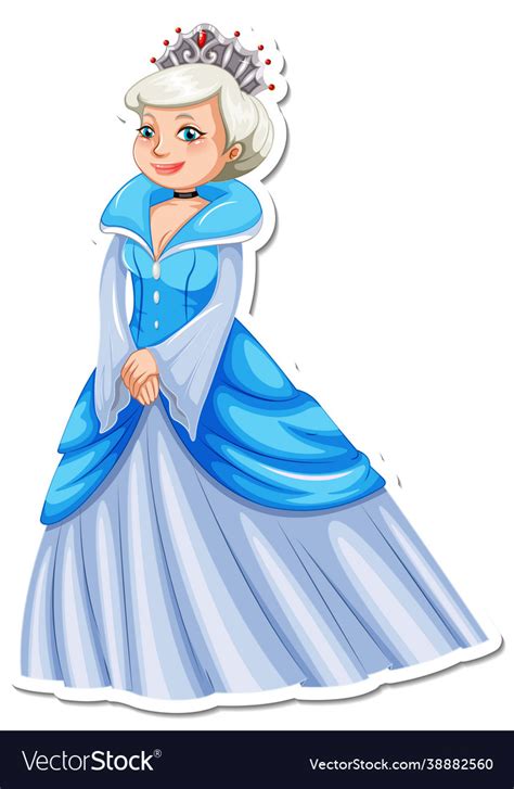 beautiful queen cartoon character sticker vector image