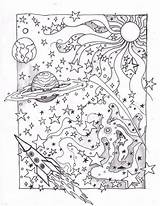 Coloring Colorings Universo Mandalas Trippy Planetas sketch template