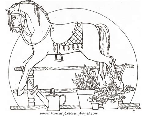 rocking horse coloring page  svg file  cricut