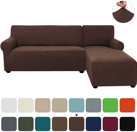 subtrex stretch  piece textured grid  shaped sectional sofa slipcover  seater  chaise