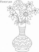 Pot Flower Coloring Vase Drawing Flowers Printable Kids Pencil Pots Shading Print Draw Drawings Pages Simple Vases Potted Pdf Color sketch template