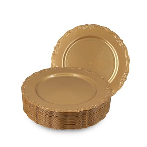 disposable gold dinner plates vintage party plates  pack