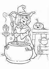 Witch Cauldron Procoloring Brewing Potion sketch template