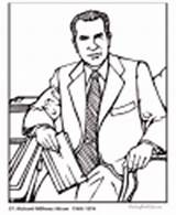 Nixon Richard Coloring Pages Biography Facts Presidents sketch template