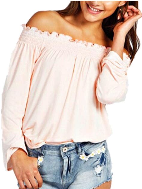 womens plus size off shoulder tops casual long sleeve