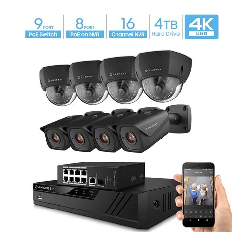 amcrest  ultrahd video security camera system    channel poe nvr    bullet