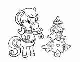 Pony Christmas Coloring Coloringcrew sketch template