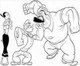 Bluto Coloring Pages Popeye Punching E195 Printable Template Info sketch template