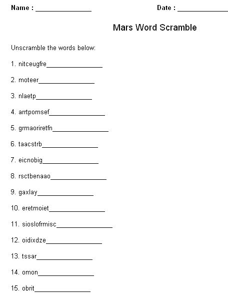 word scramble worksheet maker sample