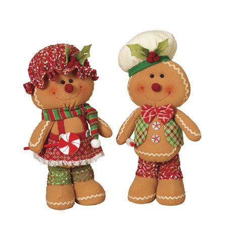 Plush Standing Gingerbread Couple Set Of 2