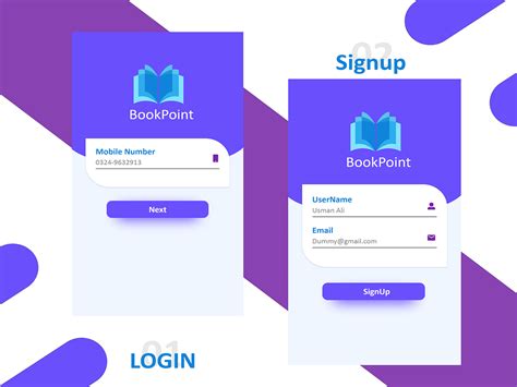 book app login  signup screen designs uplabs