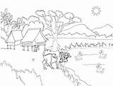 Pemandangan Mewarnai Desa Gunung Pura Sawah Pegunungan Alam Objek Pedesaan Hutan Sekitar Langit Paud Pohon Keindahan Sketsa Bagus Tk Menarik sketch template