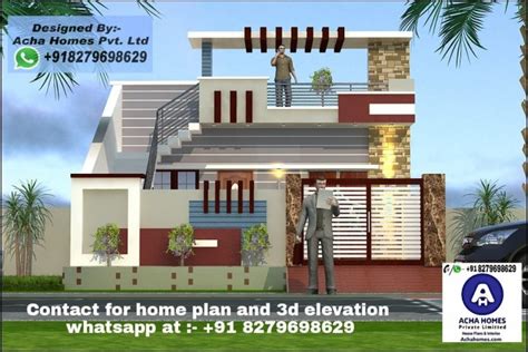 house front elevation top indian  home design  bhk single floor plan