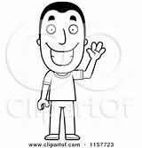 Happy Man Coloring Waving Clipart Cartoon Cory Thoman Outlined Vector 2021 sketch template