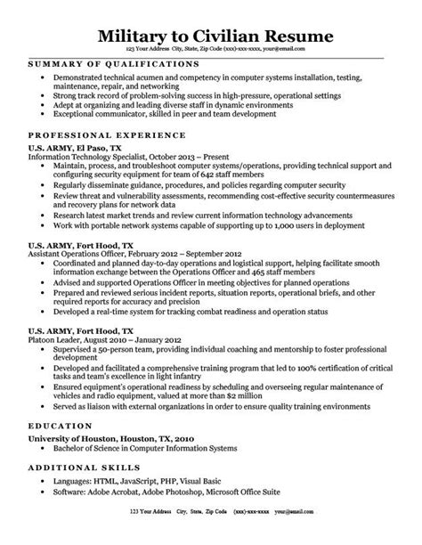 document military experience  resume