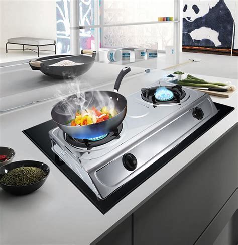 ylshrf pc stainless steel double burner dual gas stove home kitchen cooktop cooker gas stove