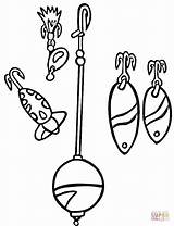 Lures Fishing Coloring Pages Floats Equipment Silhouettes sketch template