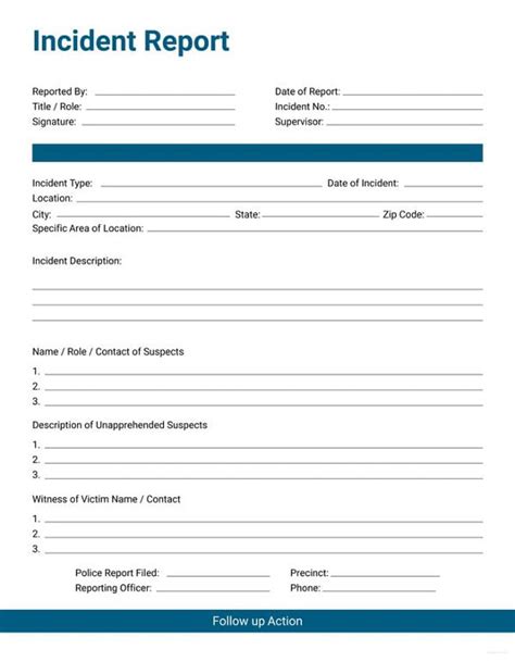 workplace incident report template word  printable printable