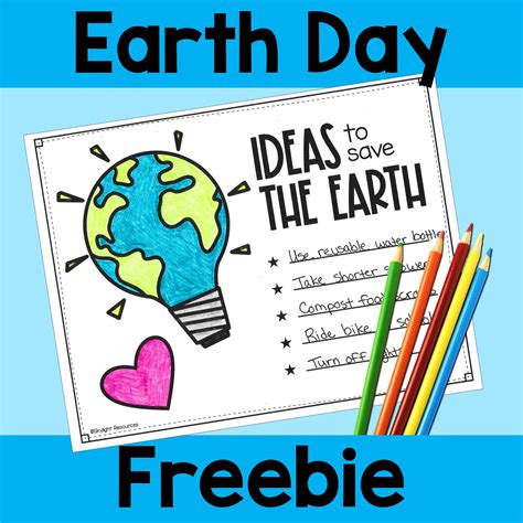 earth day freebie ideas  save  earth coloring  writing sheet