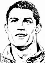Coloring Pages Ronaldo Cristiano Messi Popular Face sketch template