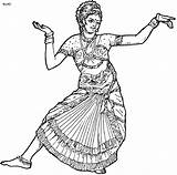 Dance Coloring India Indian Pages Dancing Folk Dances Traditional Dancer Sketches People Book Drawing Colouring Sketch Girl Drawings Saree Patterns sketch template