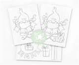 Gnome Digi Stamp Bunting sketch template