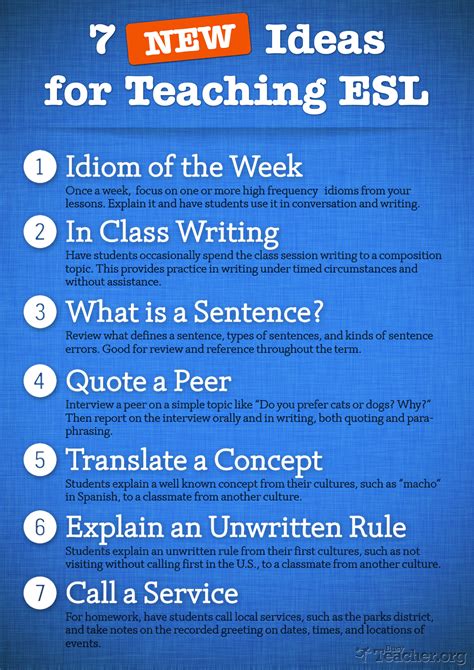 7 new ideas for teaching esl poster