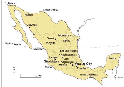 mexico map major cities map  major cities  mexico central america americas