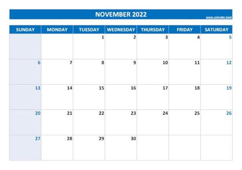 november  calendar calendarbest