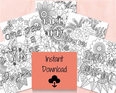 printable quote coloring pages flower coloring pages etsy