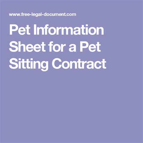 pet information sheet   pet sitting contract pet sitting contract