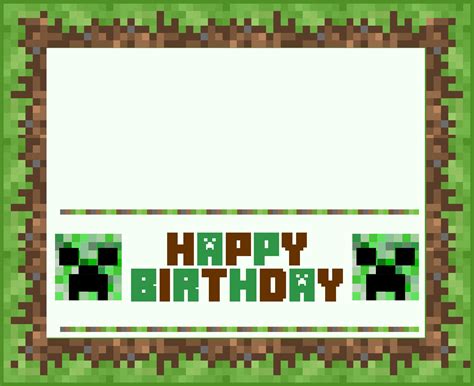 printable minecraft happy birthday card  printable templates