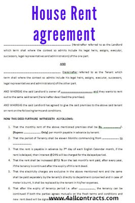 simple house rent agreement format  word sample contracts