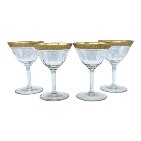 Mid Century Tiffin Gold Rim Champagne Glasses Set Of 4 Chairish