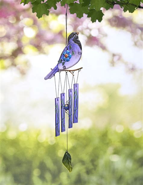 Bird Wind Chimes Stained Glass Garden Patio Art Ebay