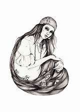 Gypsy Woman Illustration Drawing Sketch Illustrator sketch template