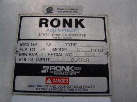 ronk  volt    hp add  phase static phase converter model  type  ebay