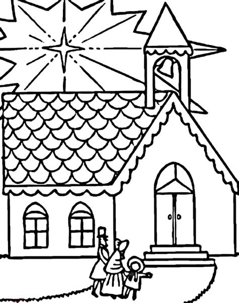 family visits church  christmas coloring pages  place  color