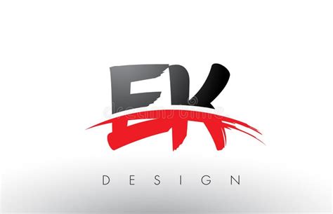 ek   brush logo letters  red  black swoosh brush front stock vector illustration