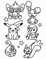 Coloring Pokemon Pages Piplup Pearl Diamond Buneary Sheet Print Template sketch template