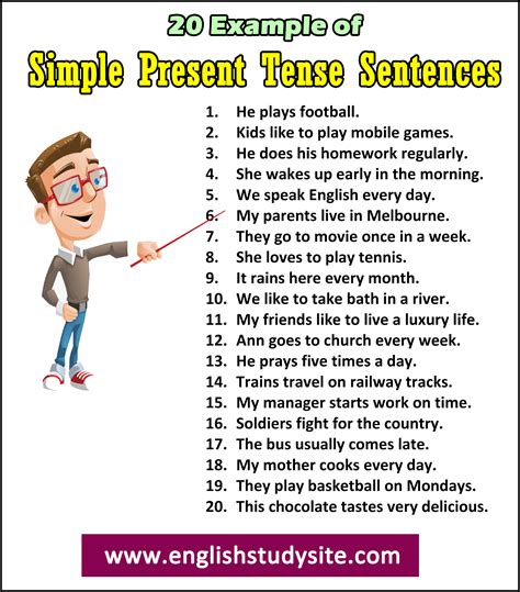 sentences  simple present tense