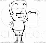 Report Card Grinning Holding Blank Boy Little Coloring Clipart Cartoon Cory Thoman Outlined Vector 2021 sketch template