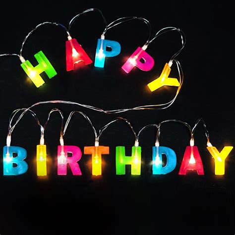 fanlus happy birthday led string lights multicolor light  letter