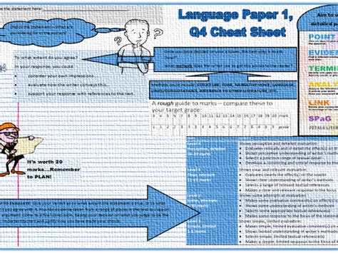aqa language paper  question  planning mat cheat sheet teaching