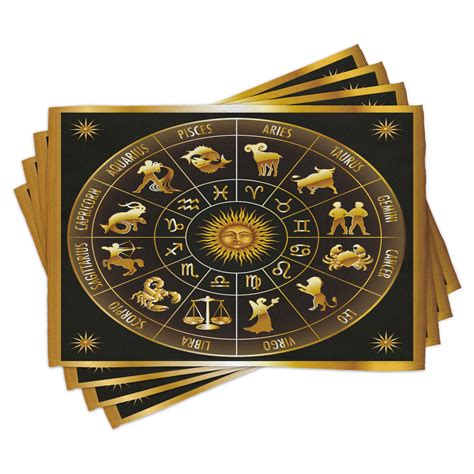astrology placemats set   wheel zodiac astrological signs  circle