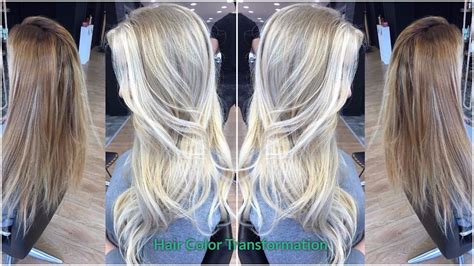 Hair Color Transformation Chocolate To Platinum Blonde