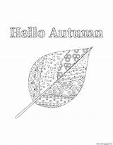 Coloring Doodle Adults Leaf Hello Autumn Fall Pages Printable sketch template