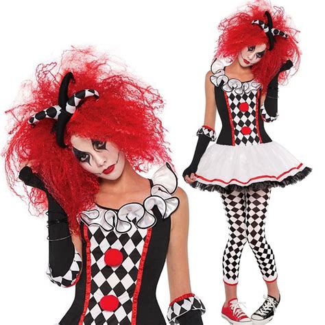 ladies womens clown harlequin honey jester halloween fancy dress